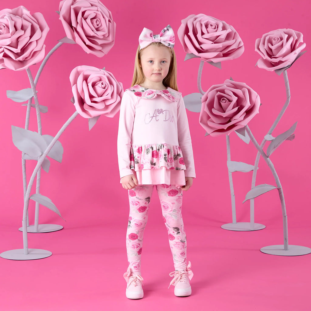 A'Dee Adeline Rose Print Peplum Legging Set W261501