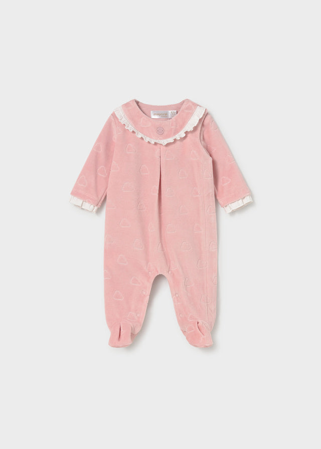 Mayoral Baby Pink Velour Babygrow 2749