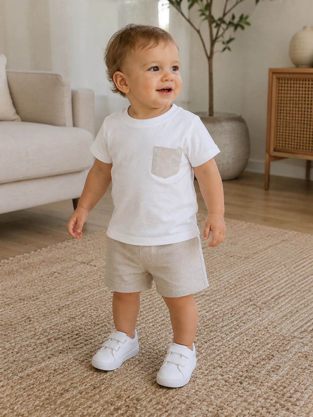 Rapife Beige Linen Short Set 5915S26
