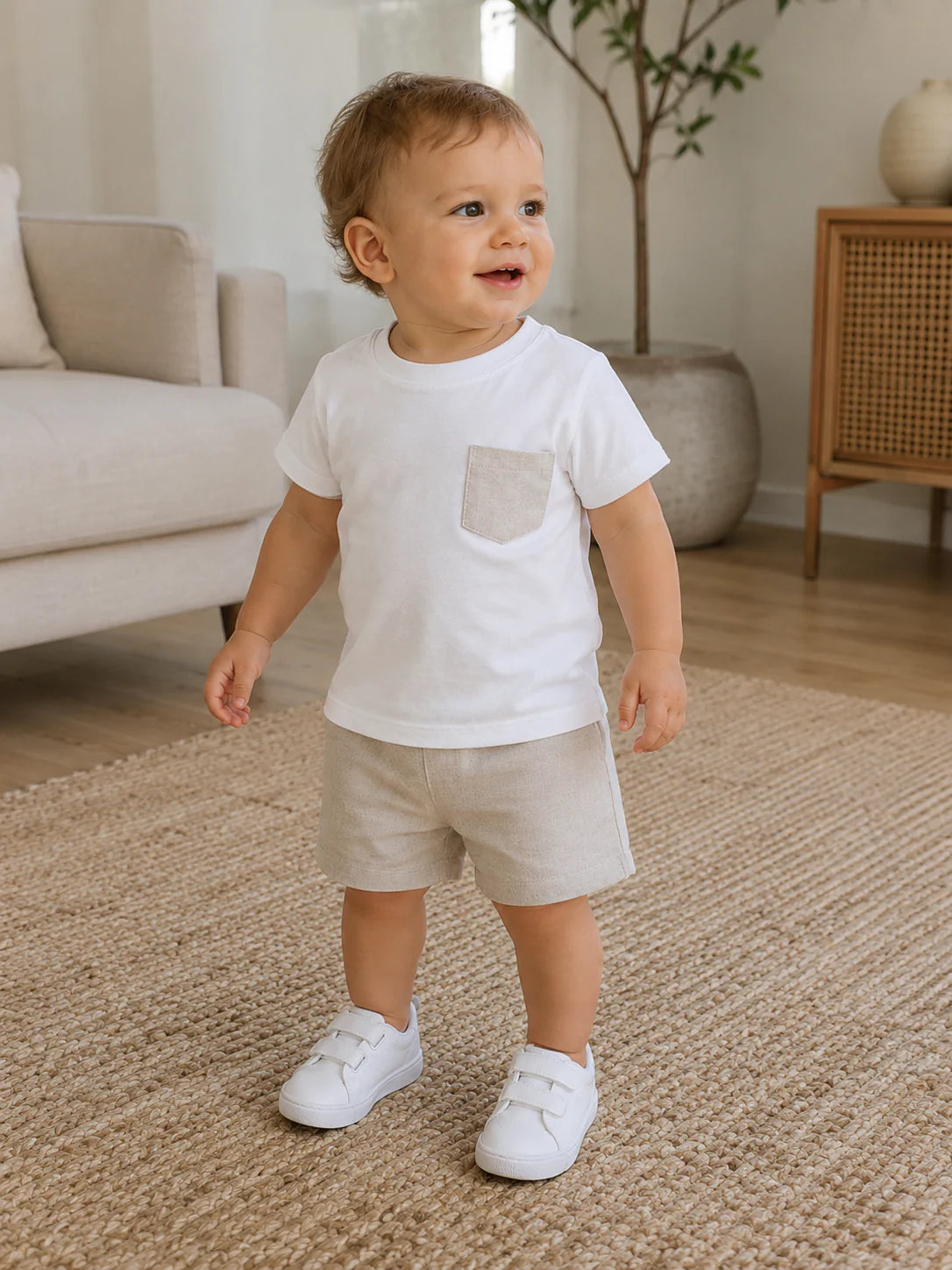 Rapife Beige Linen Short Set 5915S26