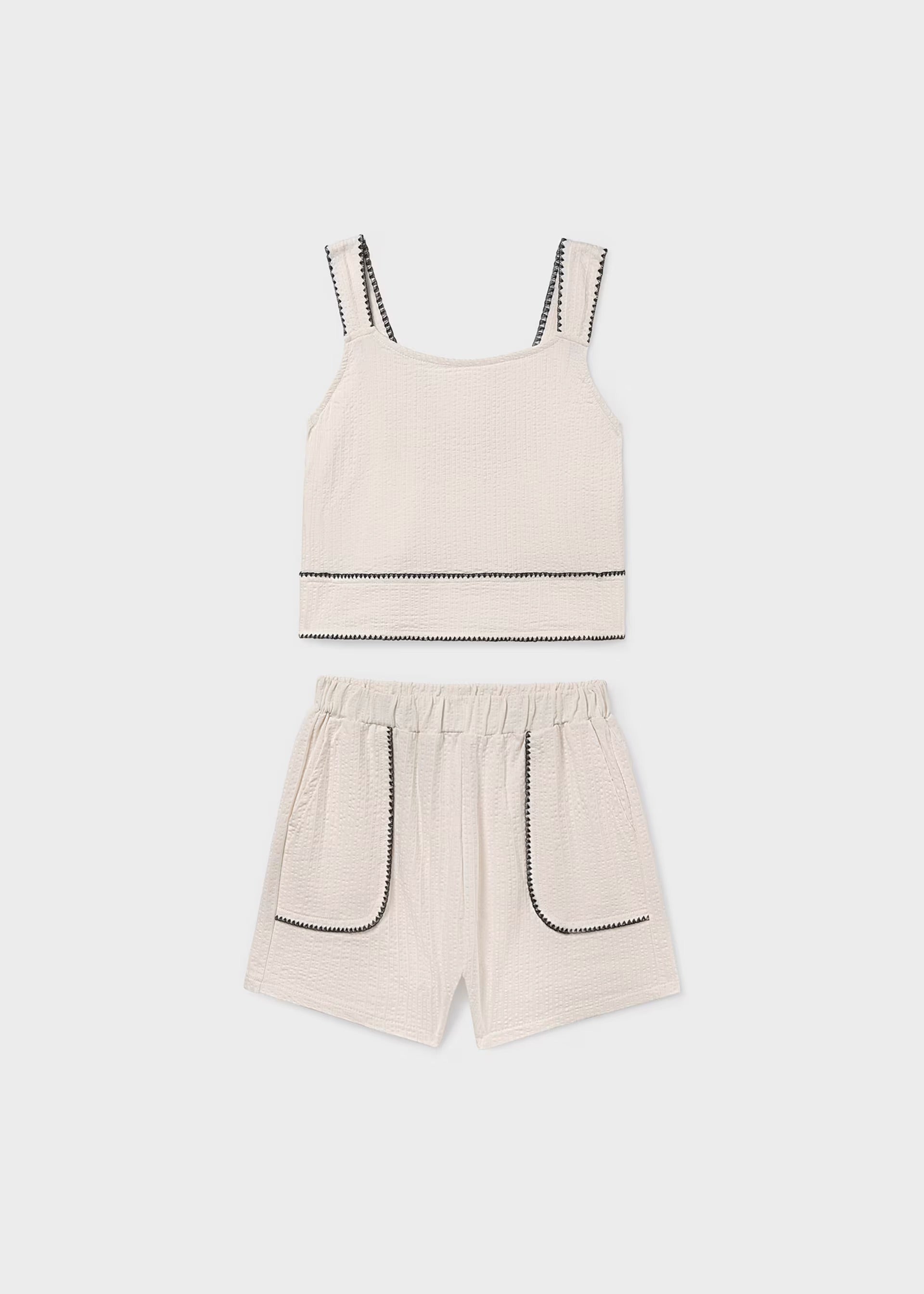 Mayoral Cream Top & Shorts 6213