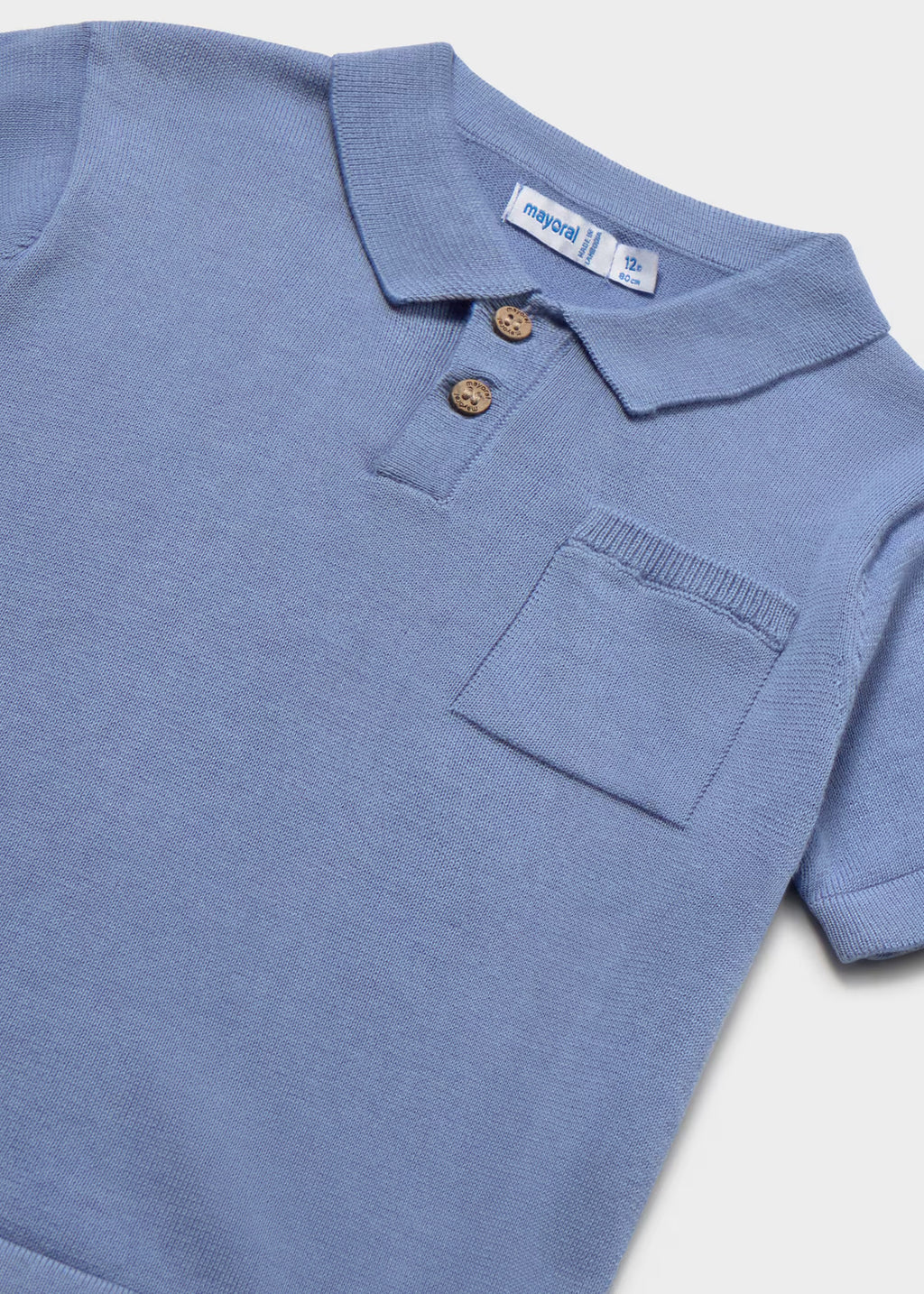 Mayoral Toddler Blue Knit Polo Shirt 1109