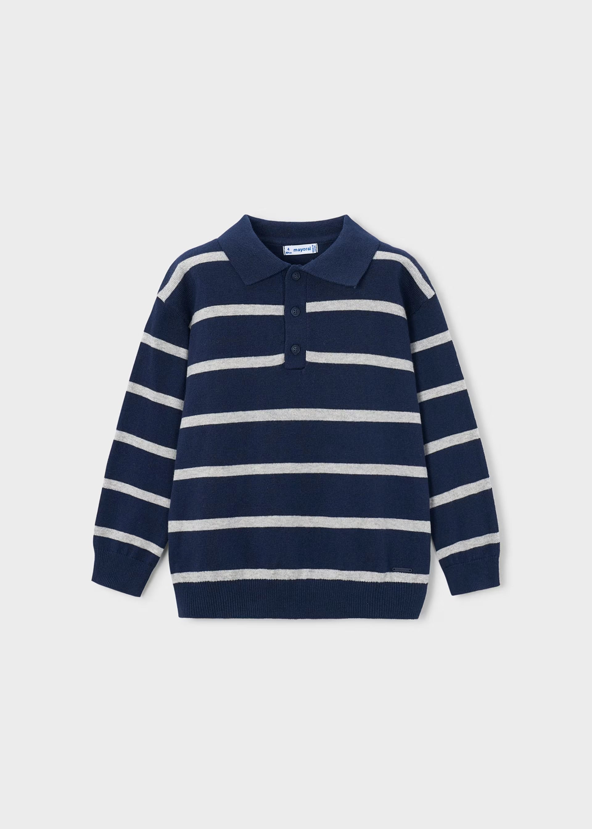 Mayoral Navy Stripe Knit Polo 4101