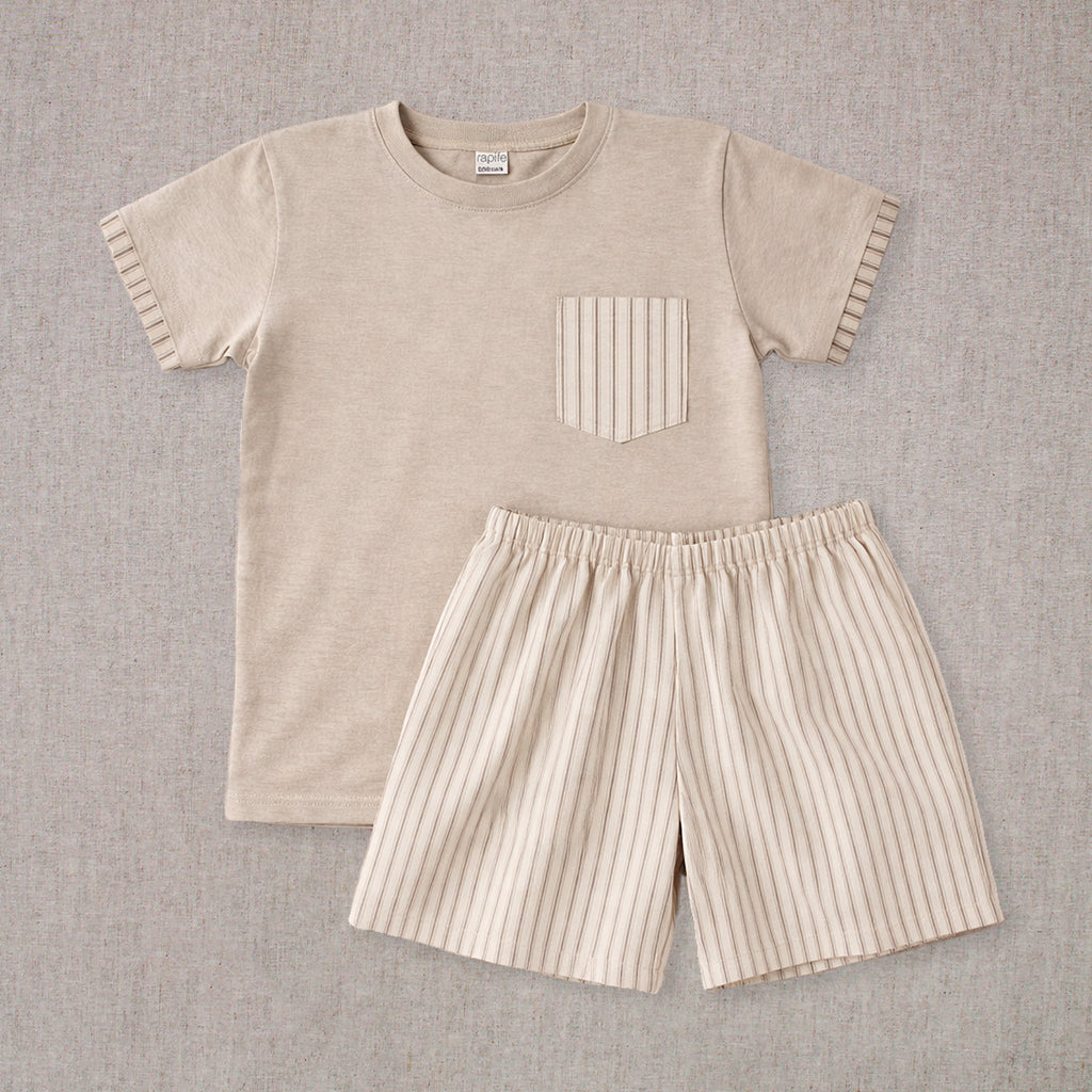 Rapife Beige Stripe Short Set 5250c26