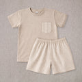 Rapife Beige Stripe Short Set 5250c26