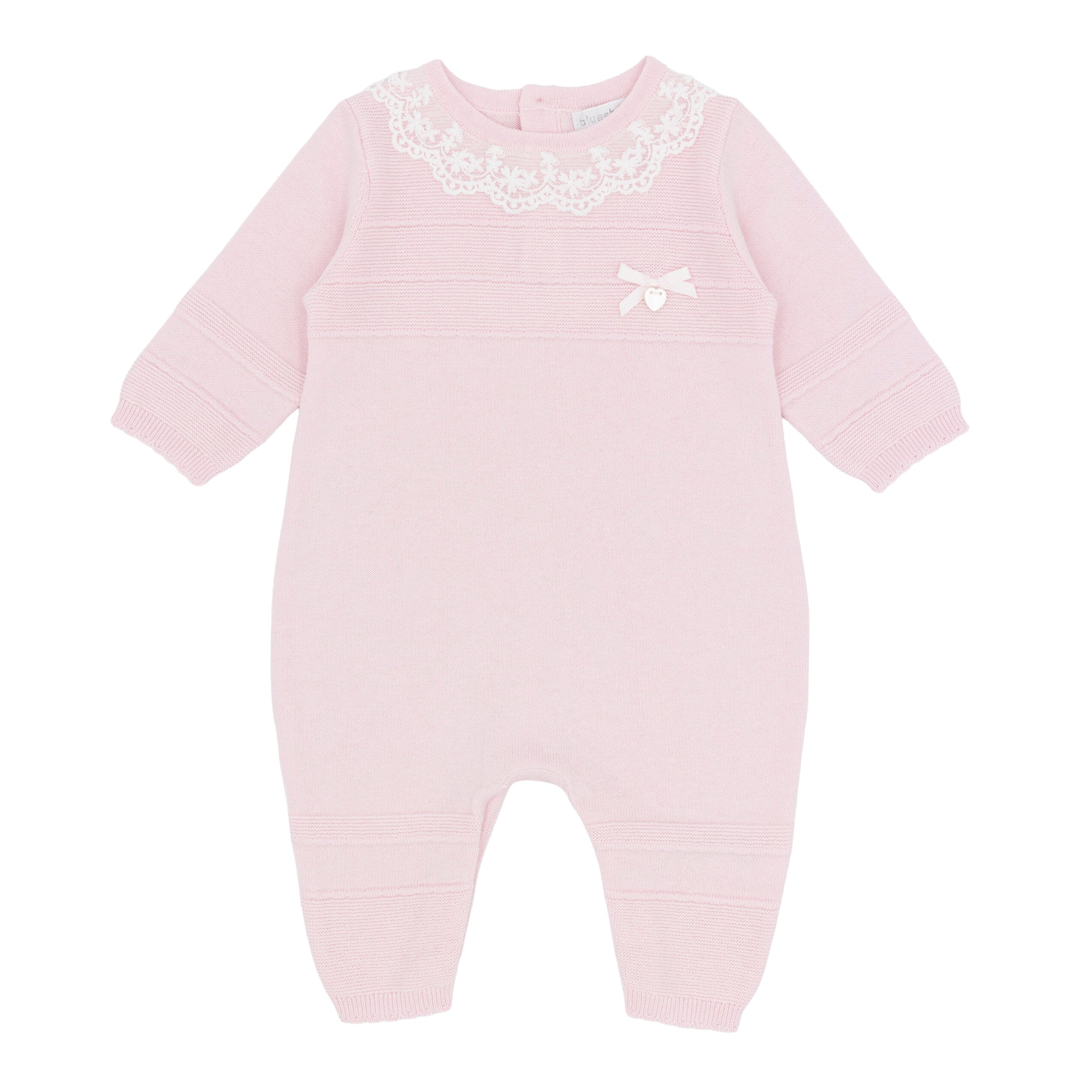 Girls Pink Knitted Babygrow