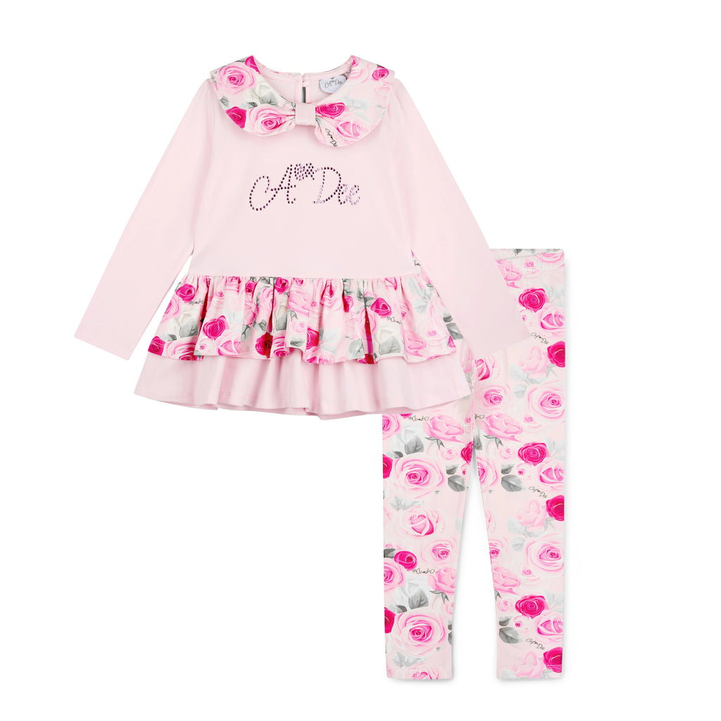 A'Dee Adeline Rose Print Peplum Legging Set W261501