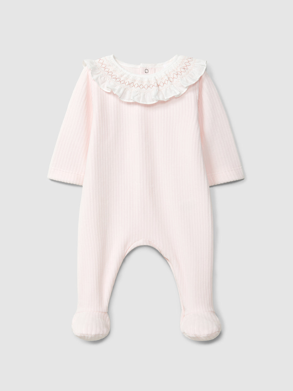 Laranjinha Pink Ribbed Velvet Babygrow I6535