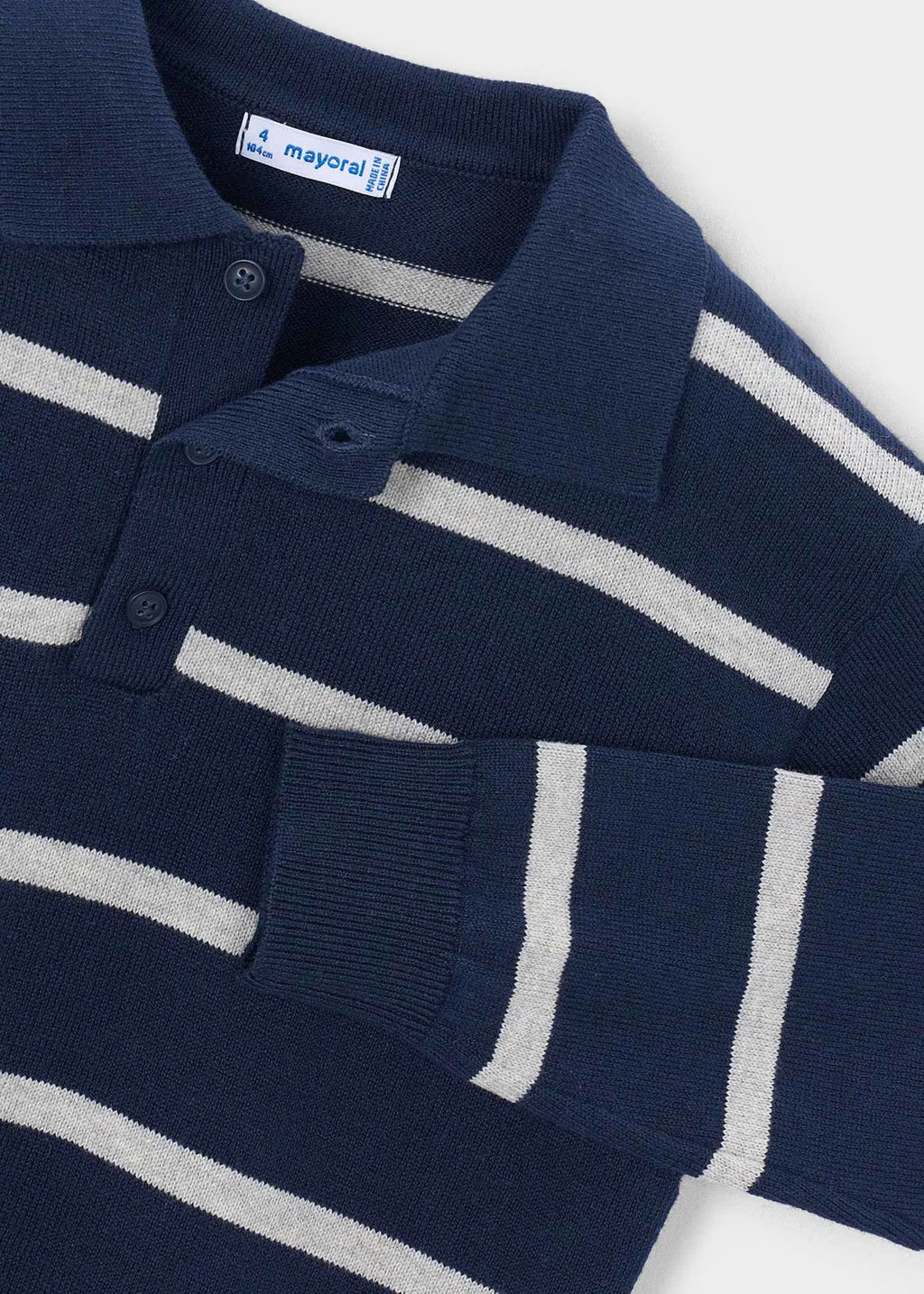 Mayoral Navy Stripe Knit Polo 4101