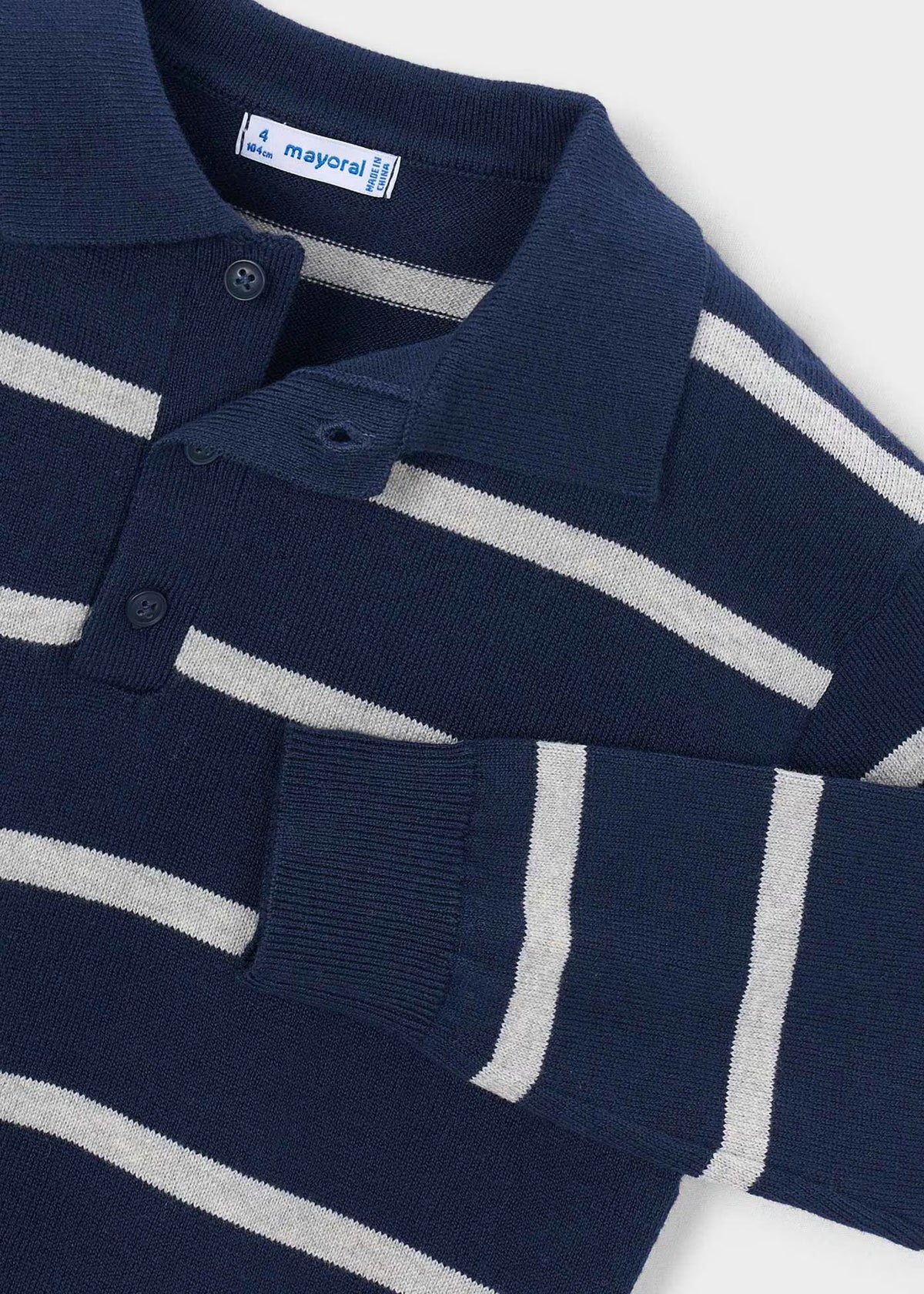 Mayoral Navy Stripe Knit Polo 4101