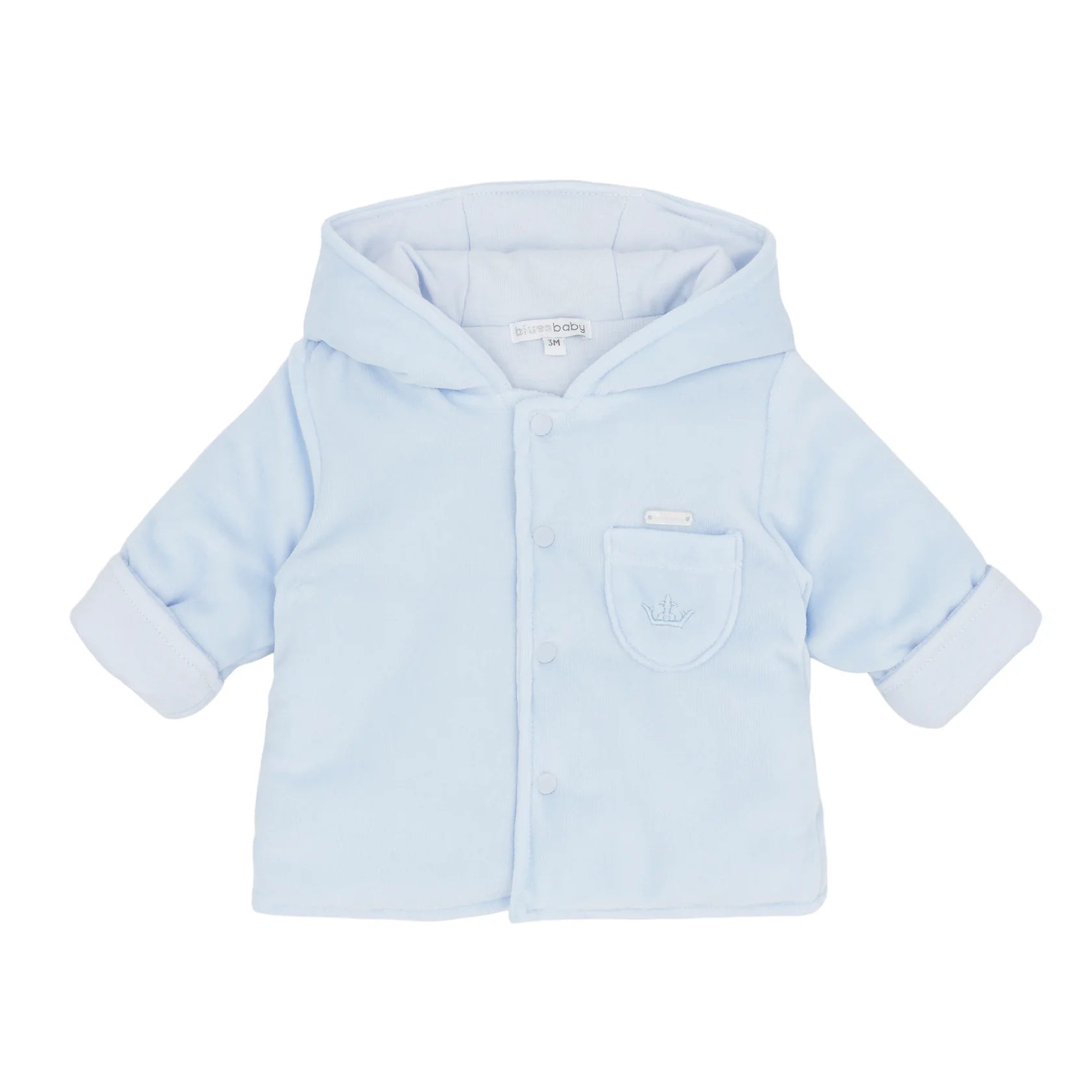 Boys Blue Velour Hooded Jacket