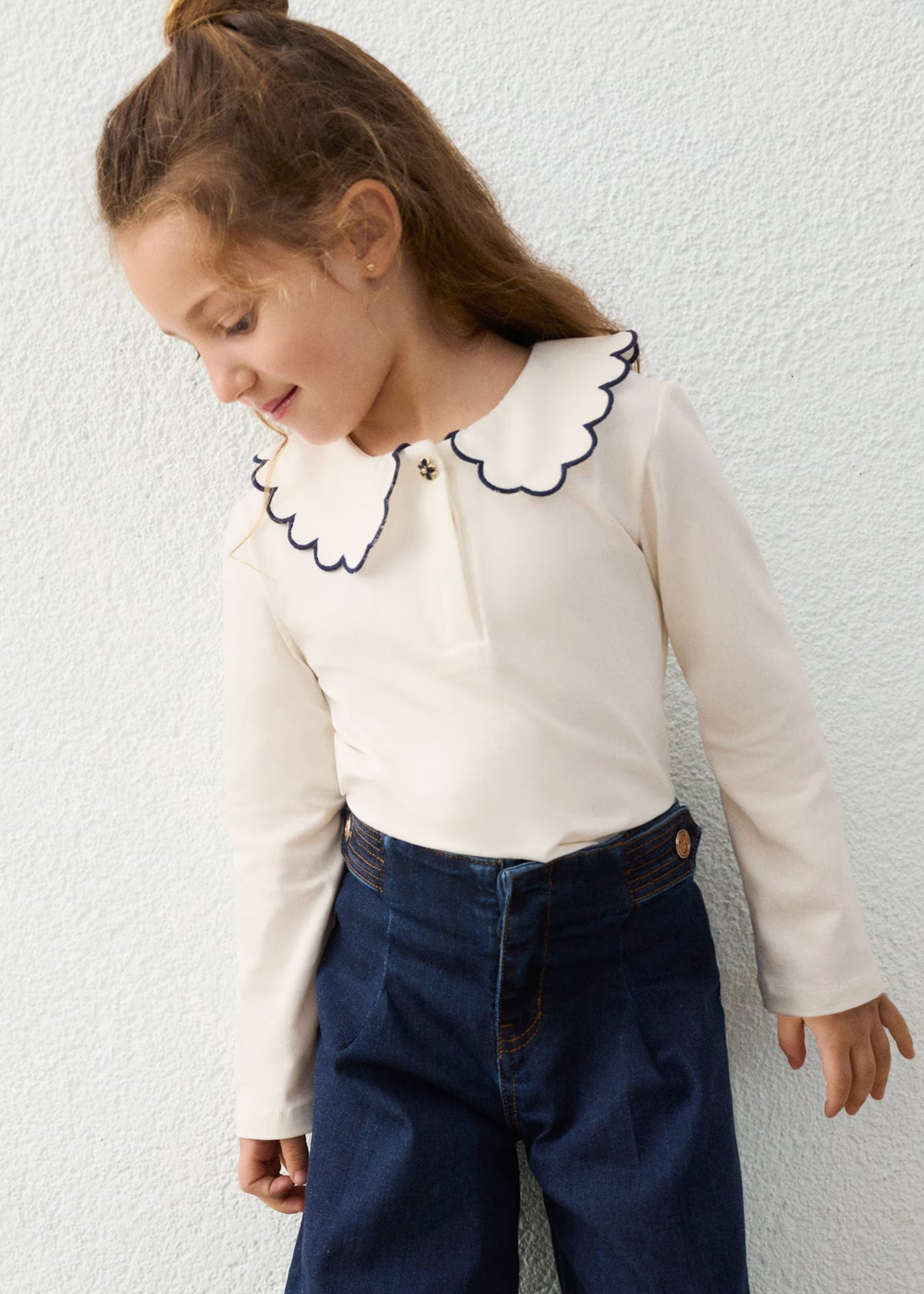 Mayoral Ivory Long Sleeve Polo 131