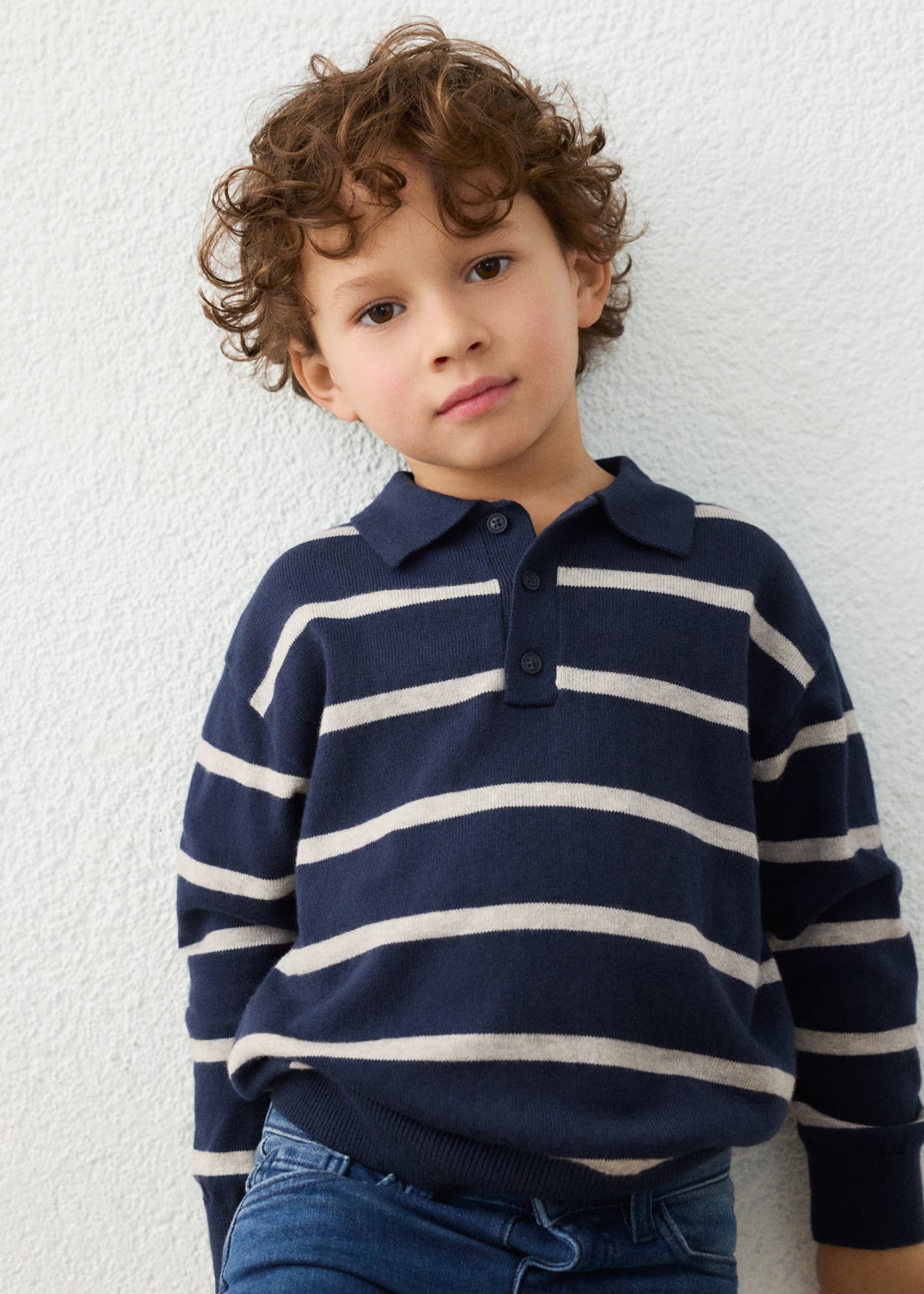Mayoral Navy Stripe Knit Polo 4101