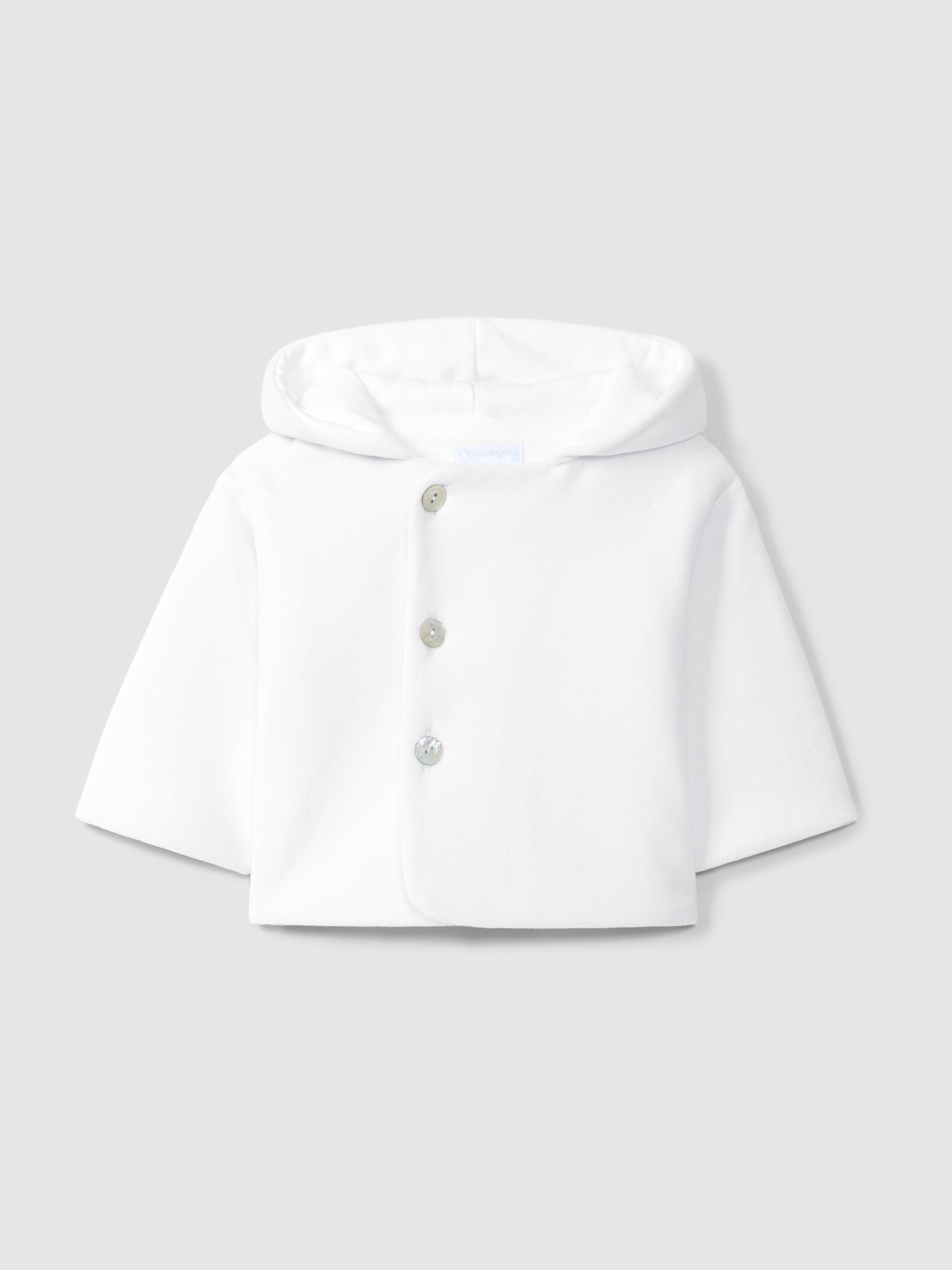 Laranjinha White Hooded Velvet Jacket I6518