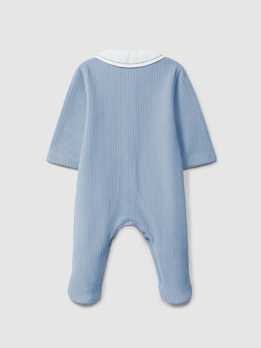 Laranjinha Blue Ribbed Velvet Babygrow I6536