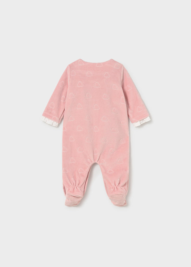 Mayoral Baby Pink Velour Babygrow 2749
