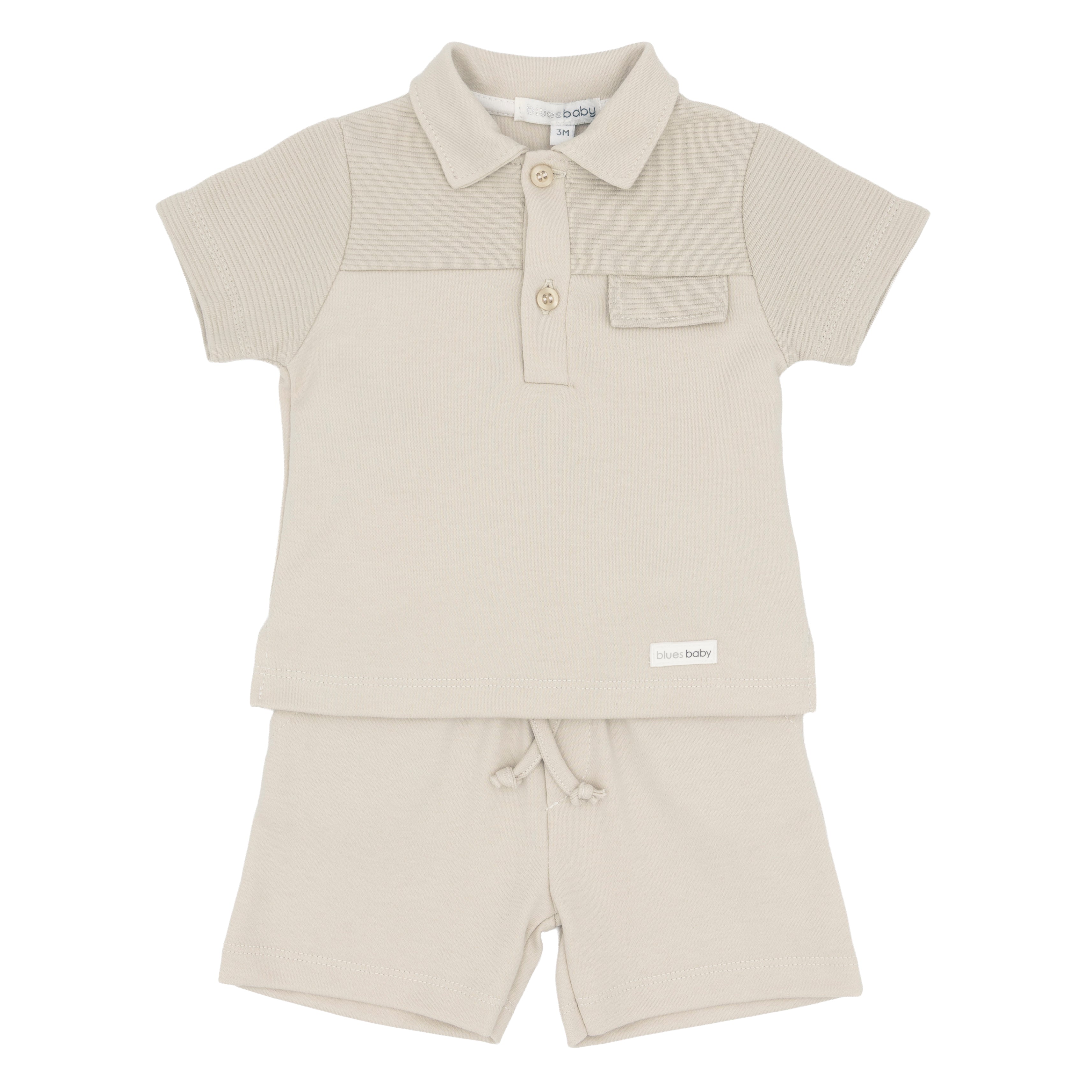 Blues Baby Beige Polo Shirt and Shorts Set BB3071