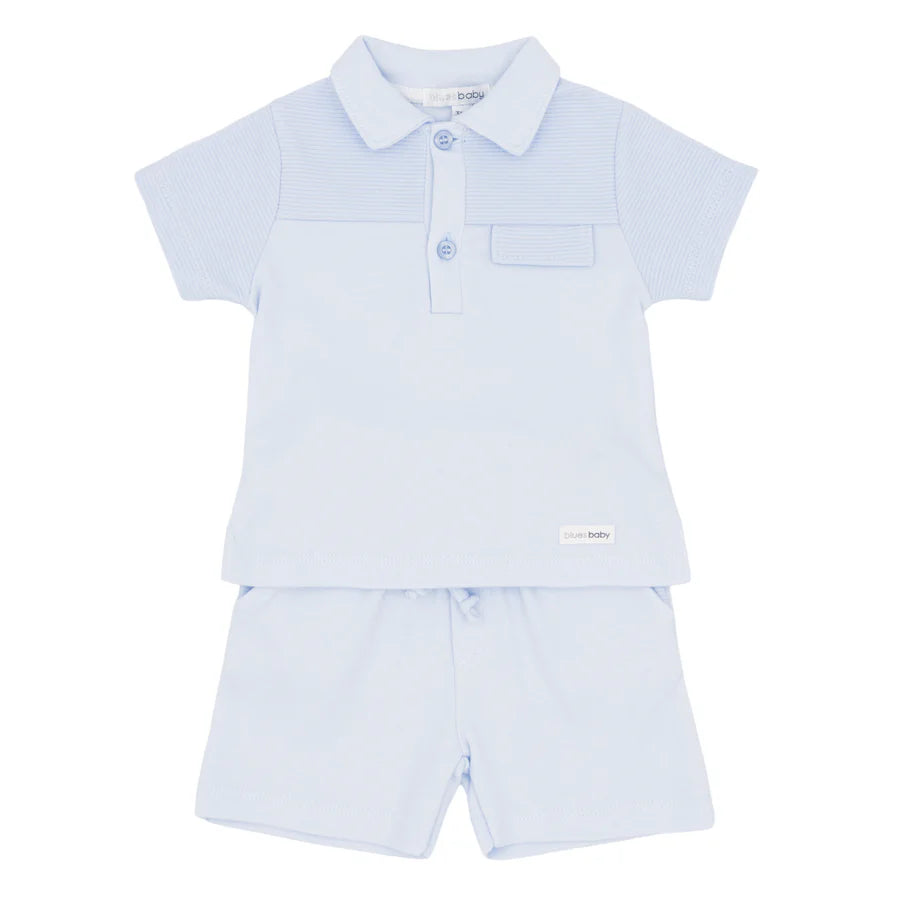 Blues Baby Blue Polo Shirt and Shorts Set BB3065