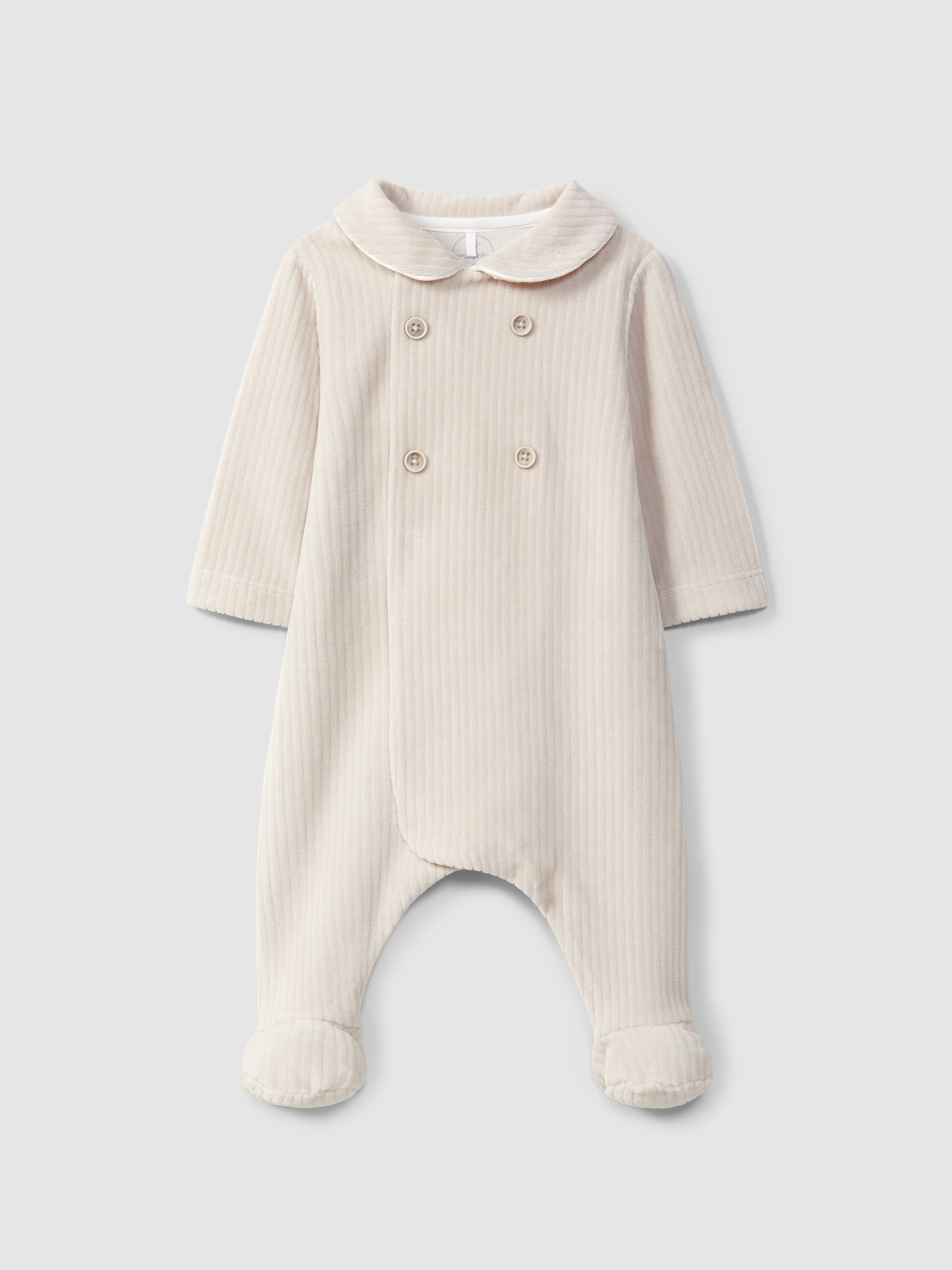Laranjinha Sand Ribbed Velvet Babygrow I6537