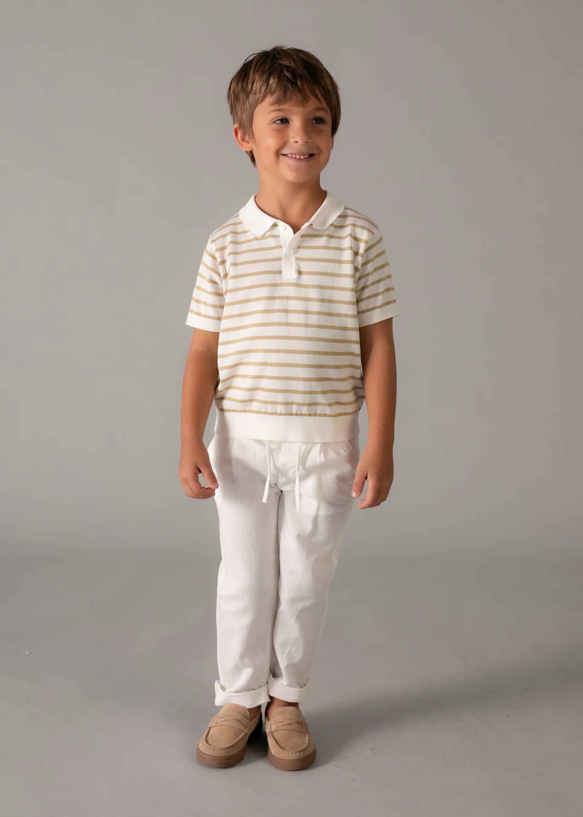 Mayoral Stripe Knit Polo Shirt 3106
