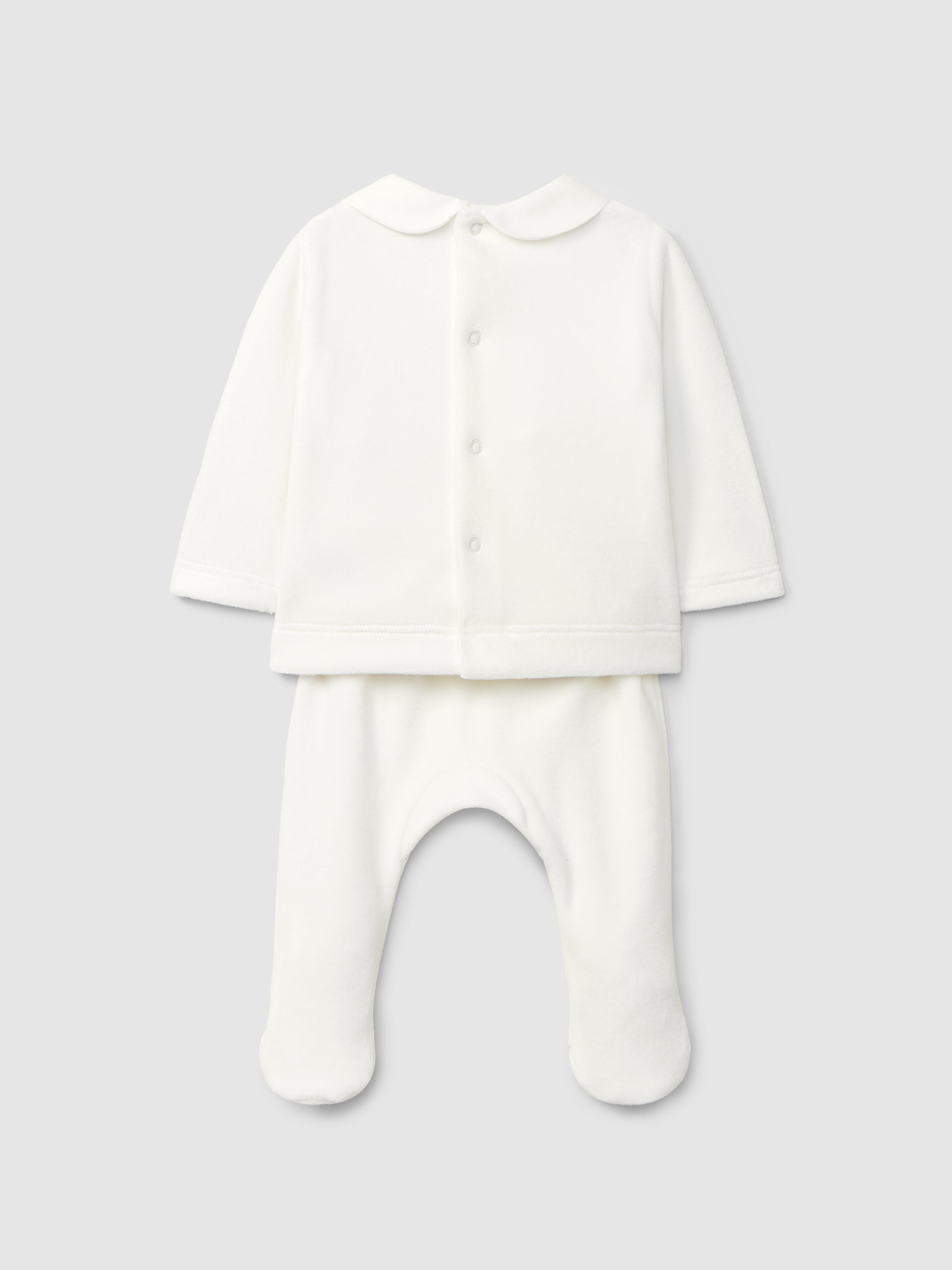 Laranjinha Blue 2pc set smocking detail I6549