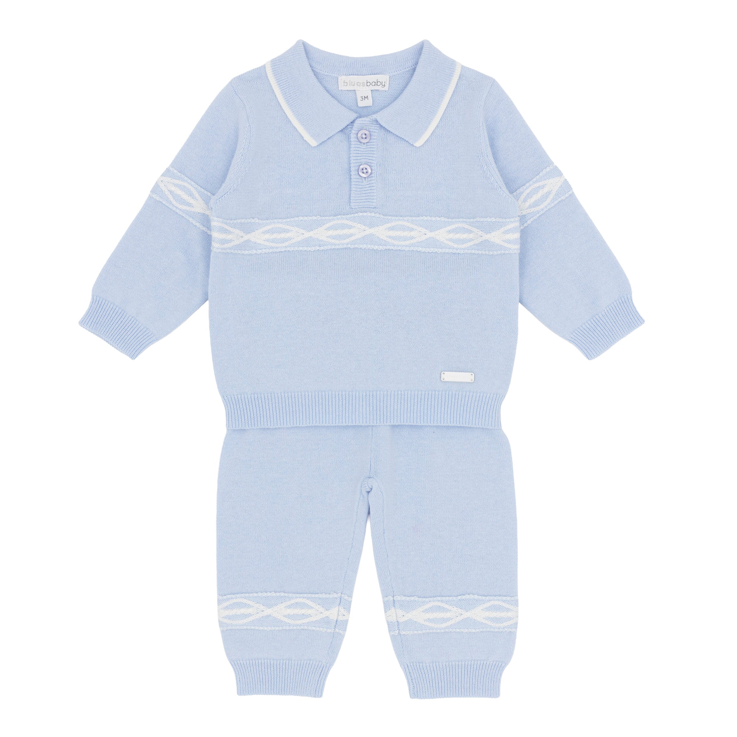 Boys Blue Knitted Polo Set