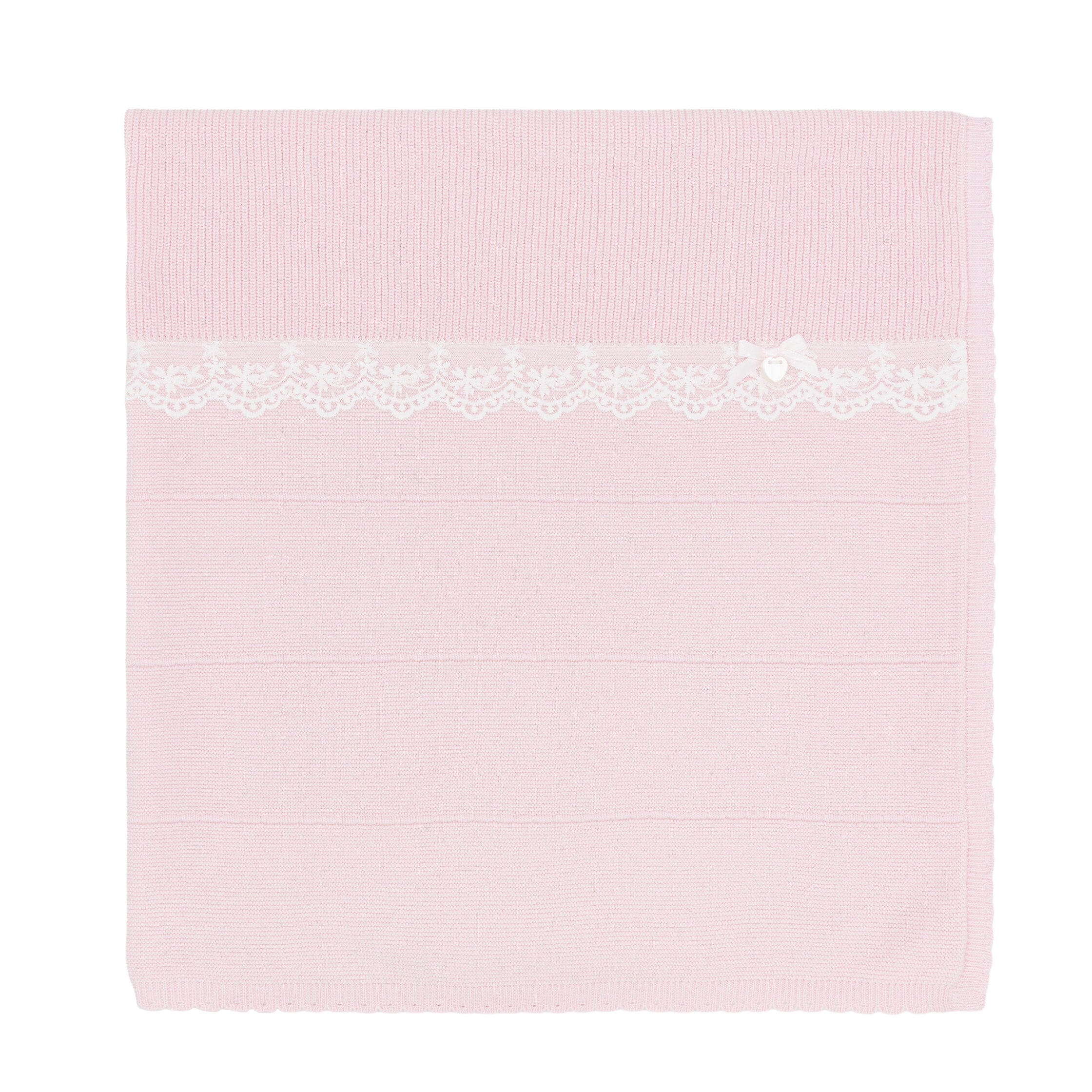 Girls Pink Knitted Baby Blanket