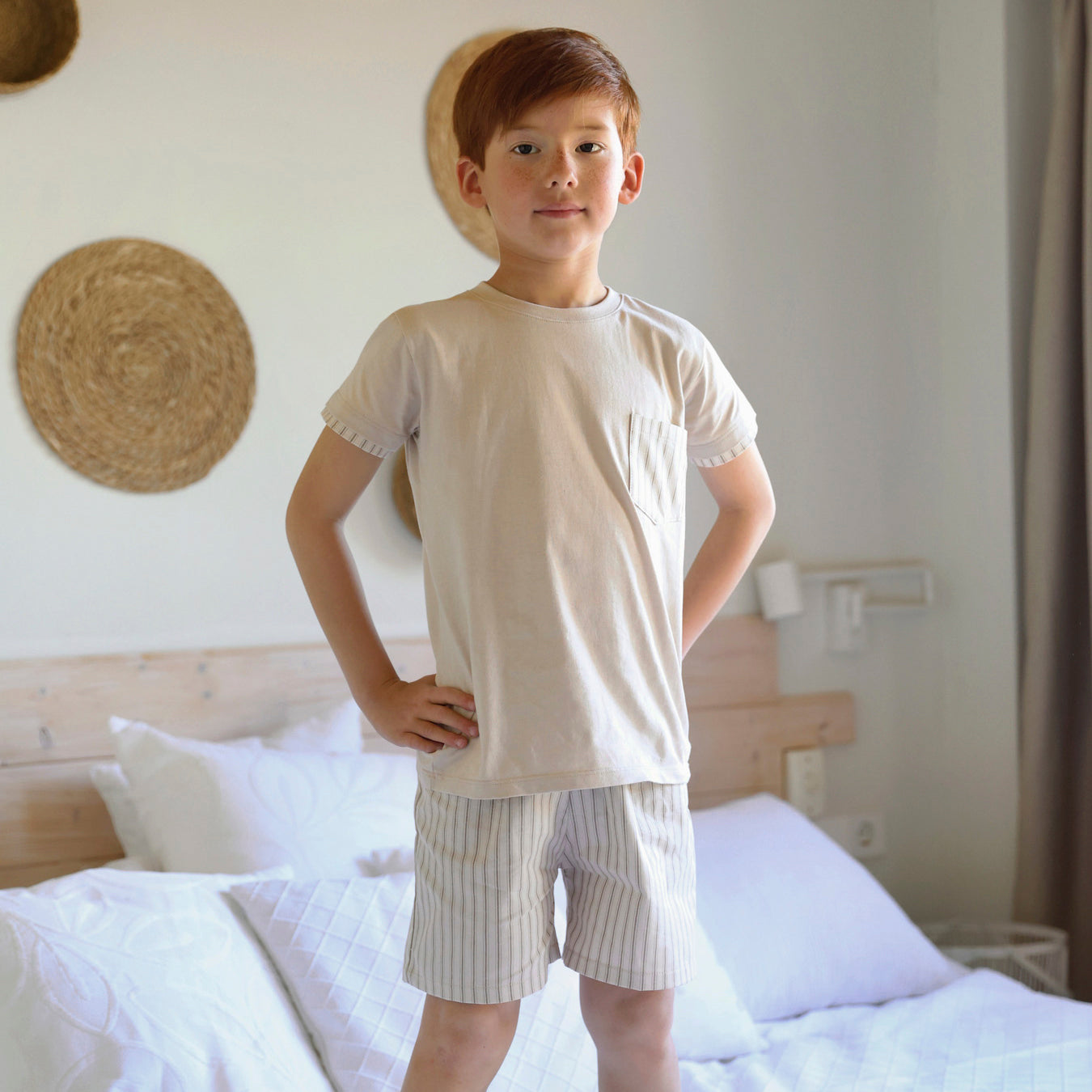 Rapife Beige Stripe Short Set 5250c26