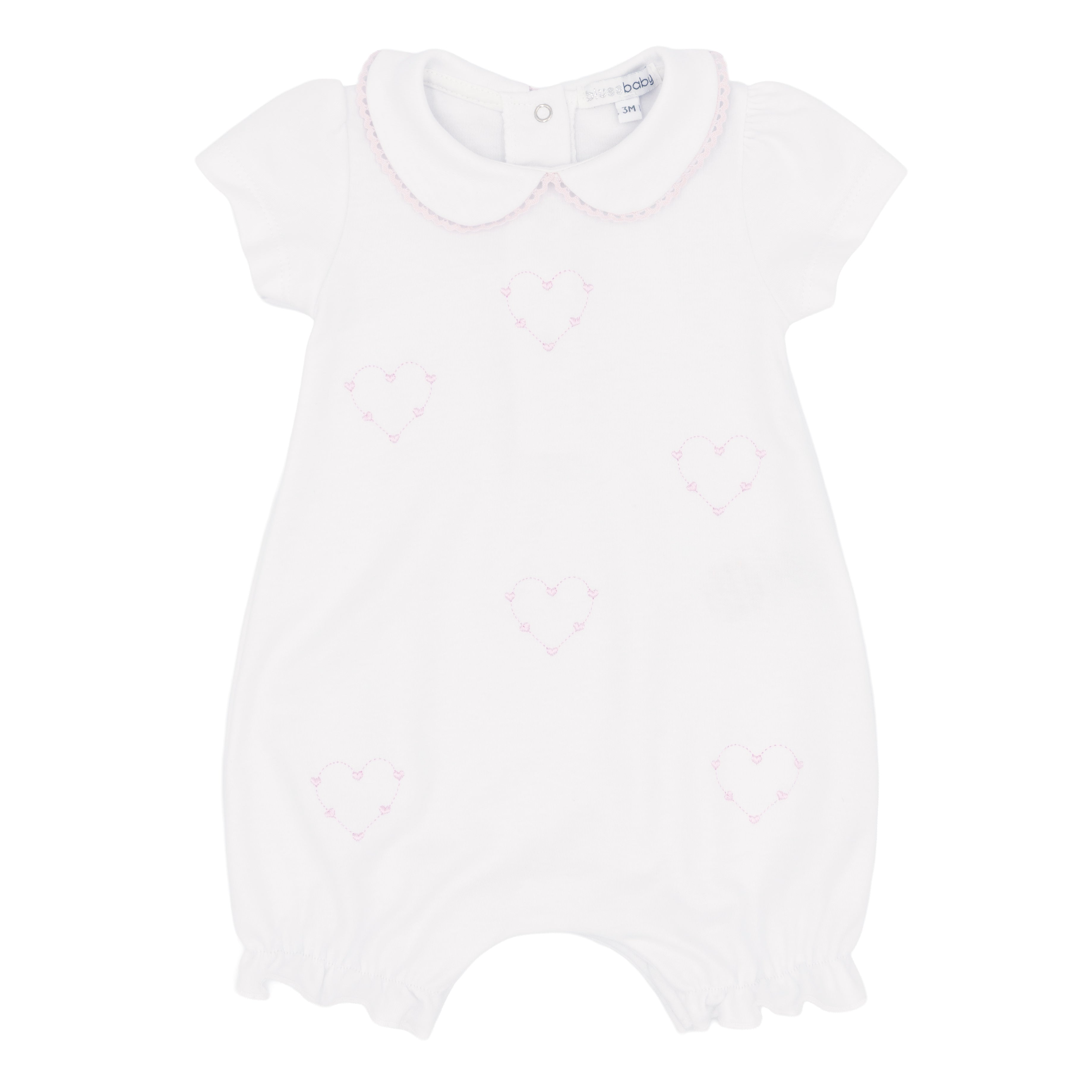 Girls White Shortie With Heart Embroidery