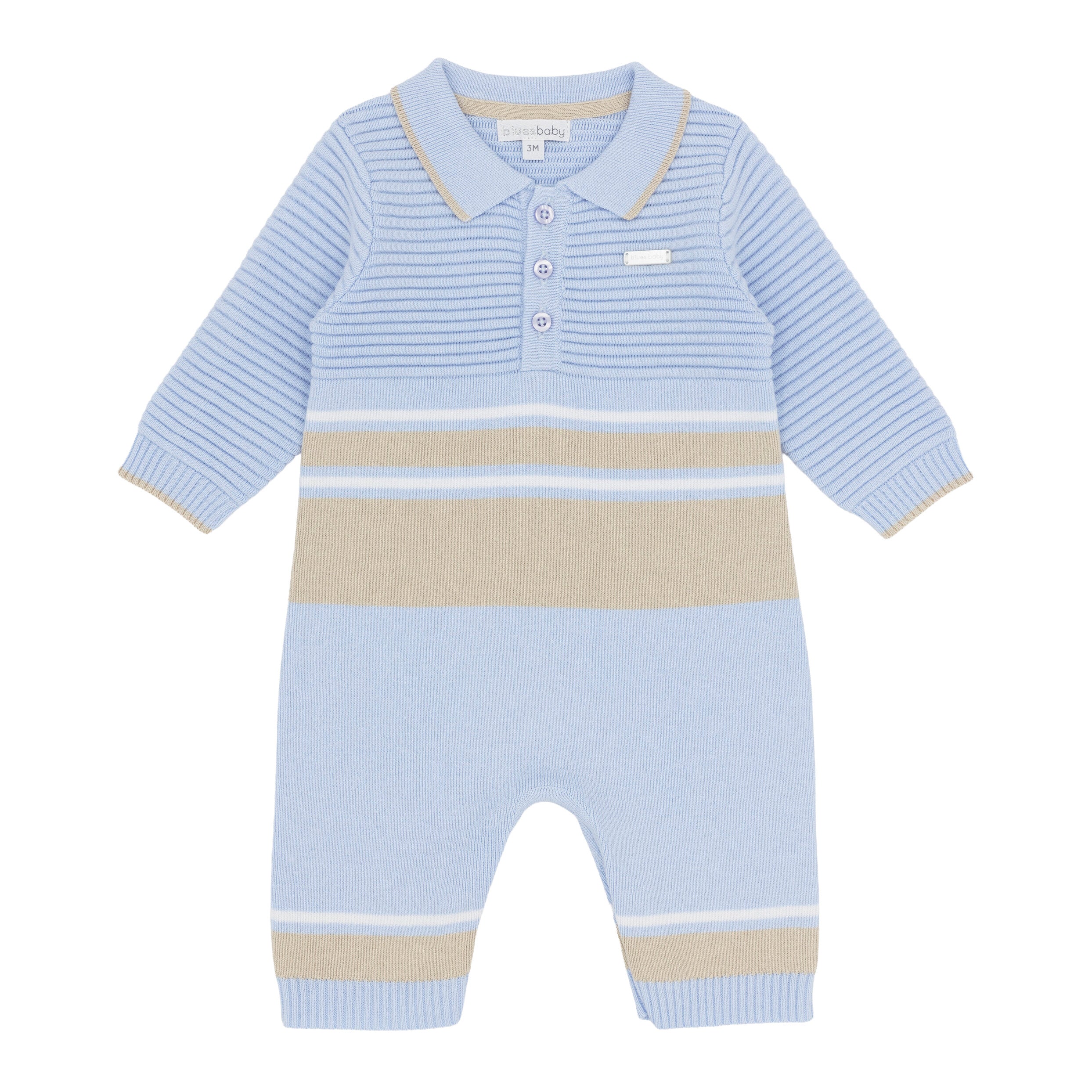 Boys Blue Knitted Babygrow