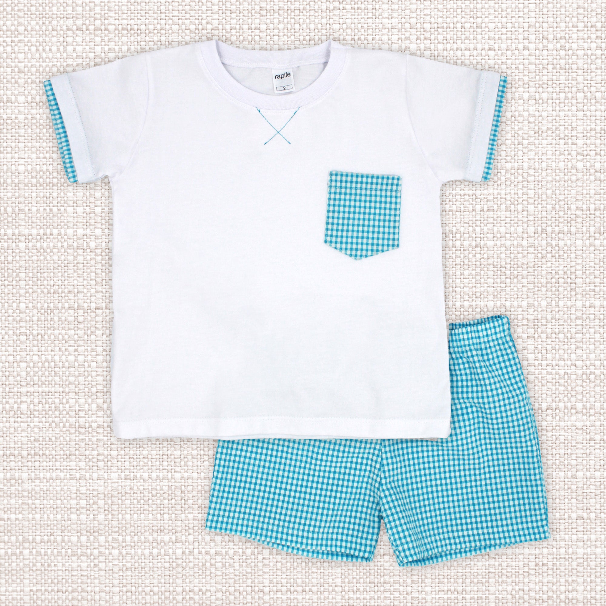 Rapife Turquoise Ginghan Short Set 4850S26