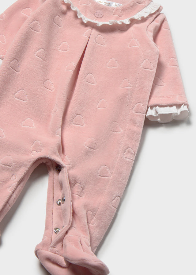Mayoral Baby Pink Velour Babygrow 2749