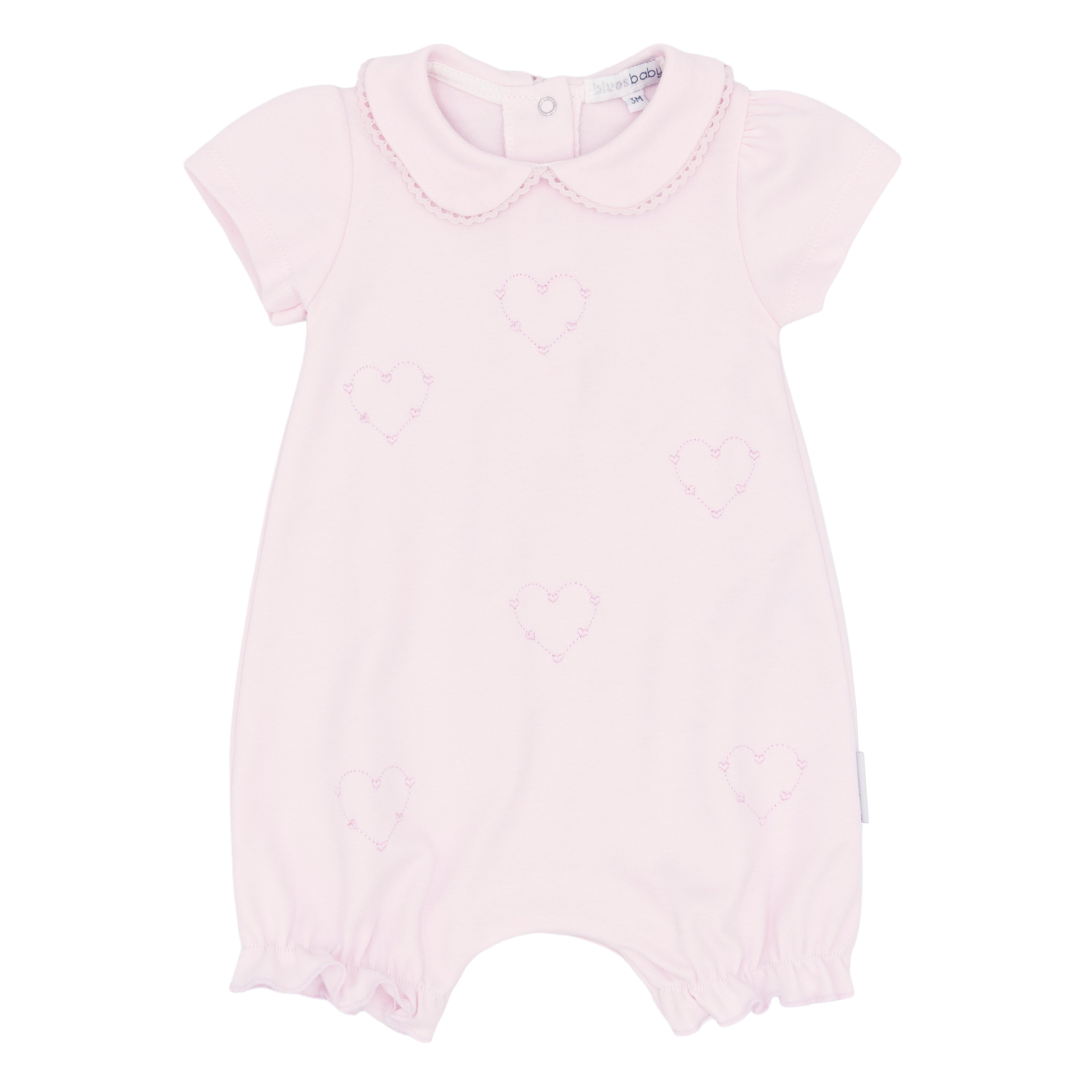 Girls Pink Shortie With Heart Embroidery