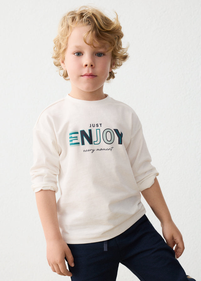 Mayoral Long sleeve T-shirt with puff print - Ivory