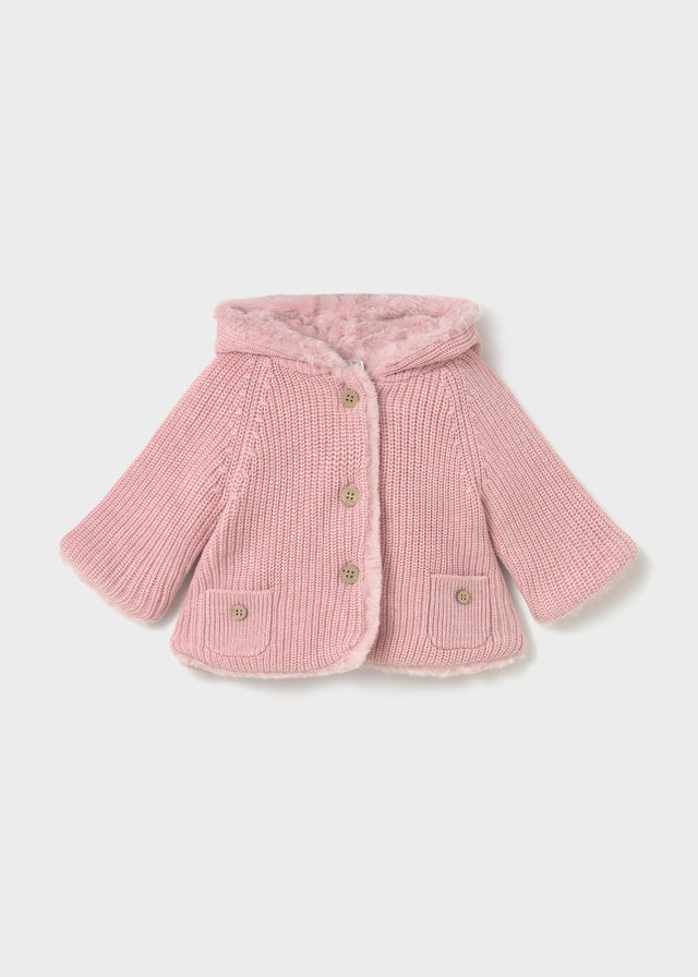 Mayoral Pompom knit cardigan - Heather baby rose