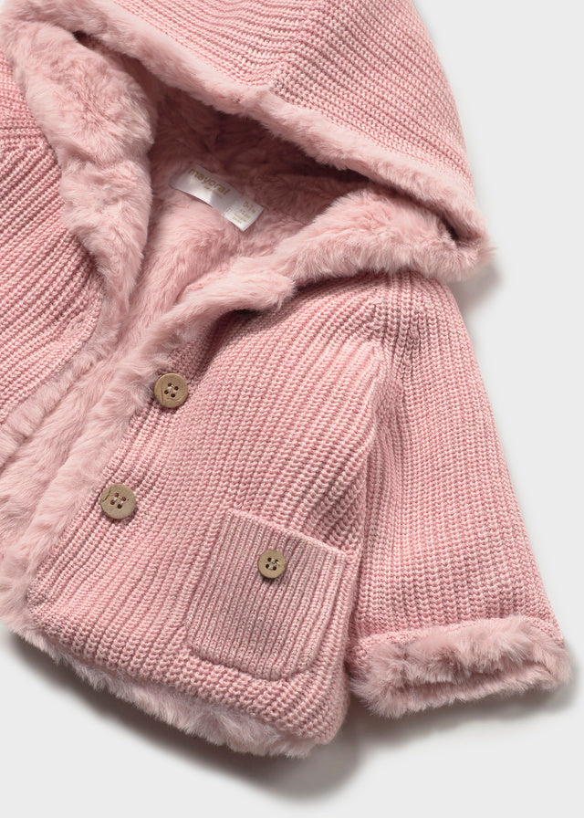 Mayoral Pompom knit cardigan - Heather baby rose