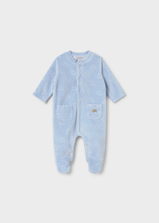 Mayoral Velour onesie - Sky