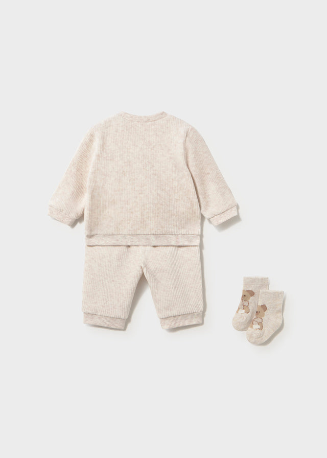 Mayoral Two-piece corduroy knit tracksuit - Heather milk