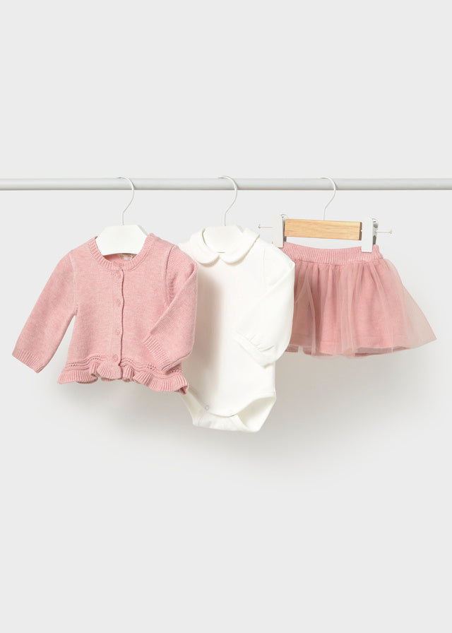 Mayoral Tulle knit skirt set - Baby rose