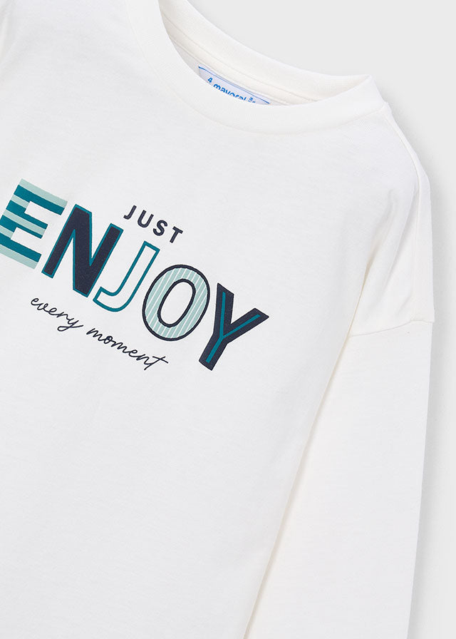 Mayoral Long sleeve T-shirt with puff print - Ivory