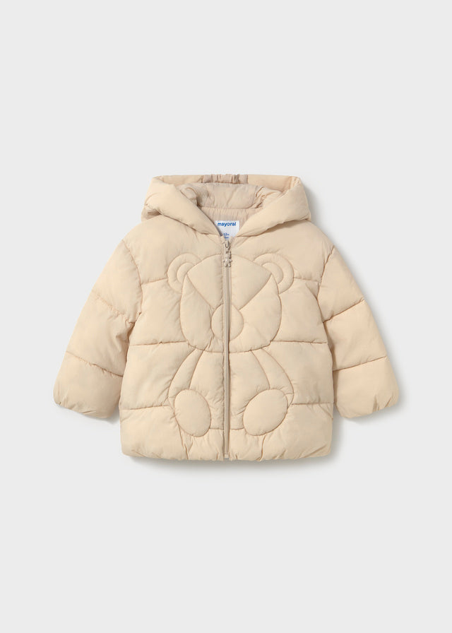 Mayoral Quilted bear puffer jacket - Biscuit
