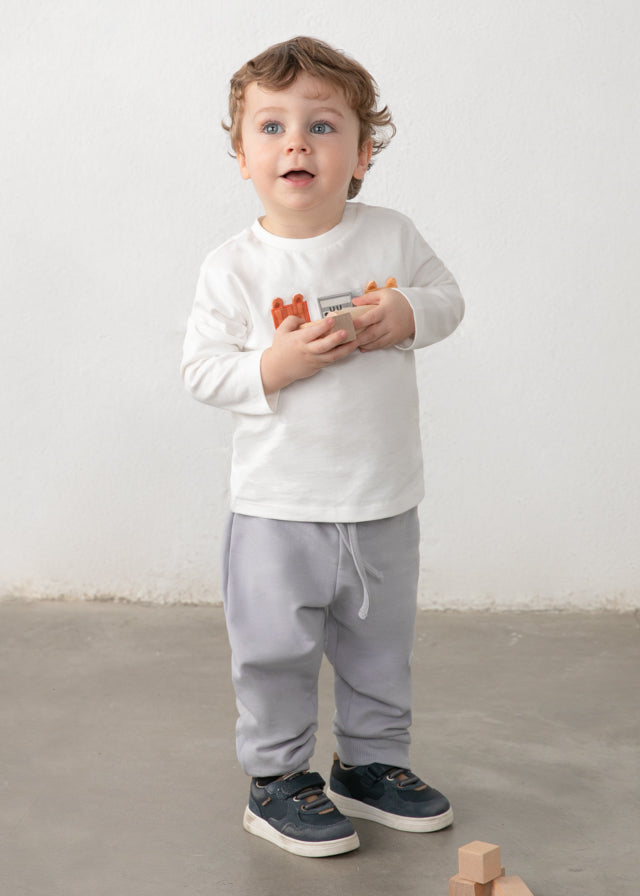 Mayoral Basic cuffed fleece trousers - Grey