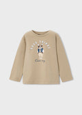 Mayoral Long sleeve dog print t-shirt - Hazelnut