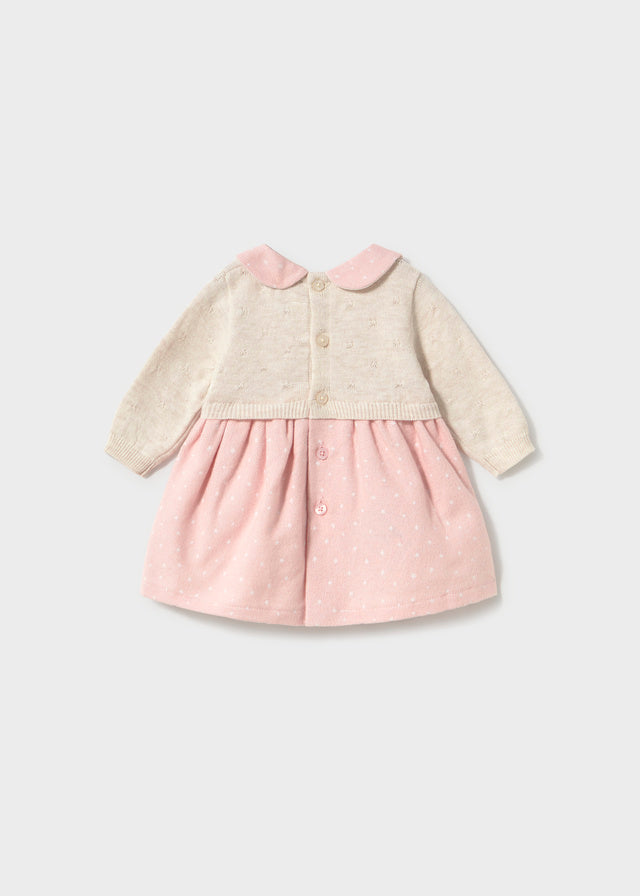 Mayoral Combined knit dress - Baby rose