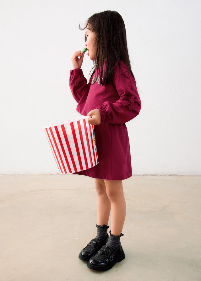 Mayoral Embroidered fleece dress - Cherry