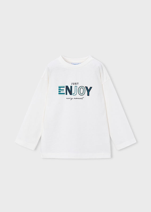 Mayoral Long sleeve T-shirt with puff print - Ivory