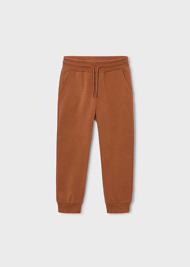 Mayoral Basic cuffed fleece trousers - Brick red