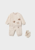 Mayoral Two-piece corduroy knit tracksuit - Heather milk