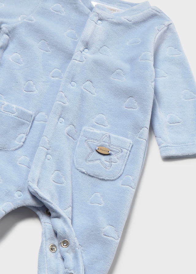 Mayoral Velour onesie - Sky