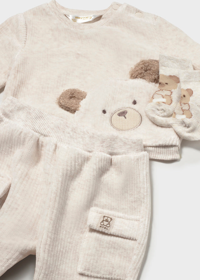 Mayoral Two-piece corduroy knit tracksuit - Heather milk